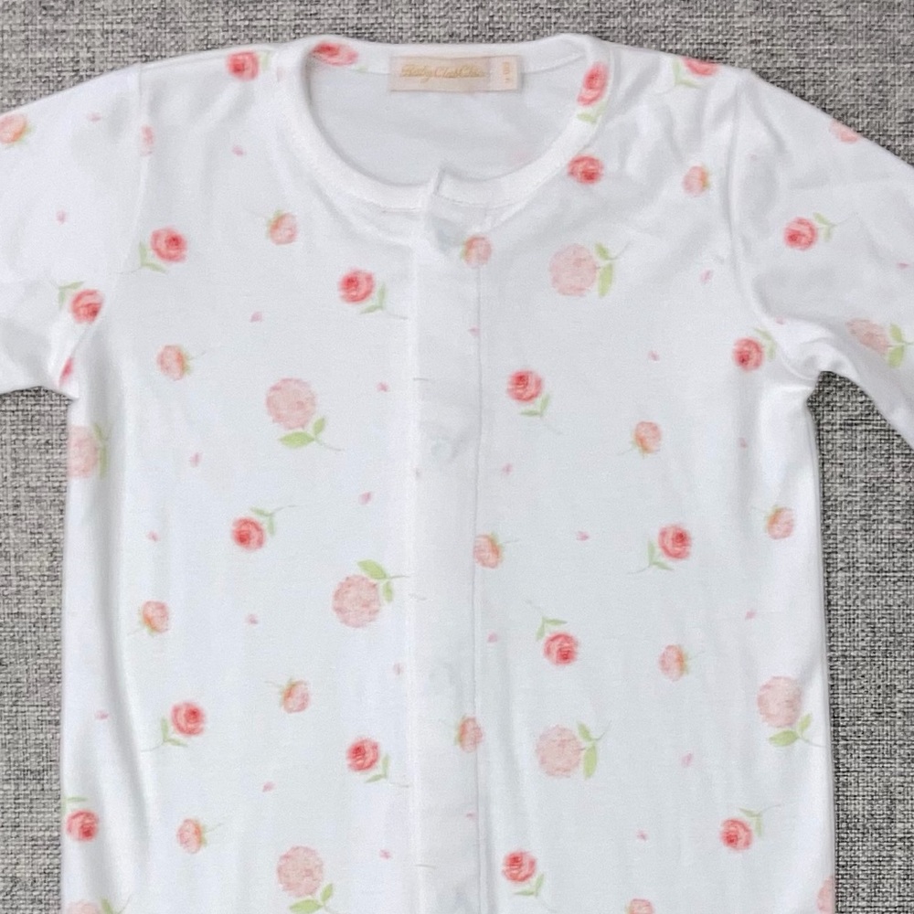 Baby Club Chic 6-9m Pima Cotton Floral White Kids One Piece NWT - Picture 2 of 2
